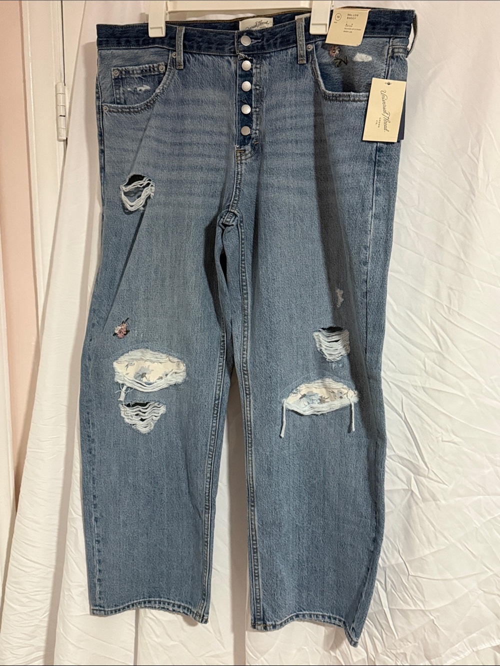 Universal Thread Light Blue Distressed Straight Leg Jeans
